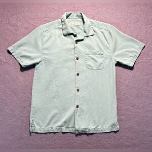 Tommy Bahama Men’s Silk Shirt Small Light Green Tropical Short Sleeve